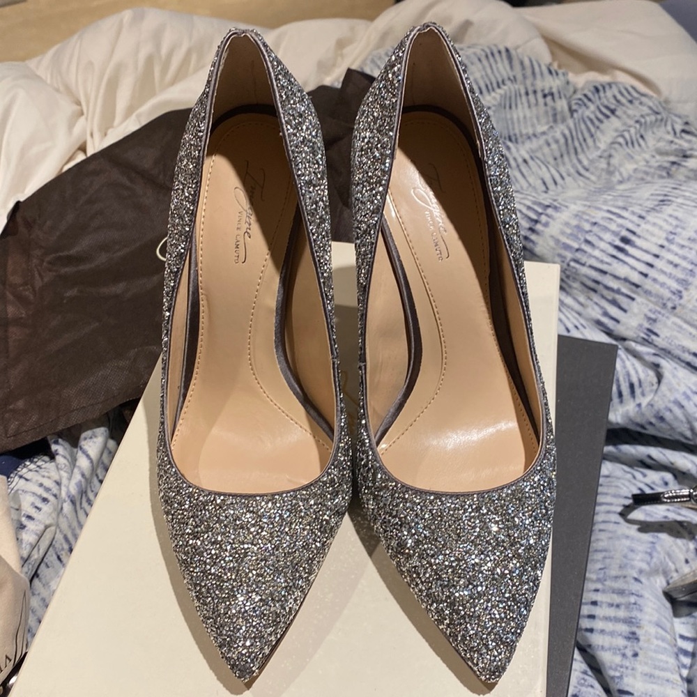 Imagine, Vince Camuto Silver Bead/Satin pumps,